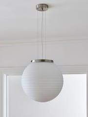Jasper Conran London White Ribbed Glass Ceiling Light - Image 2 of 6