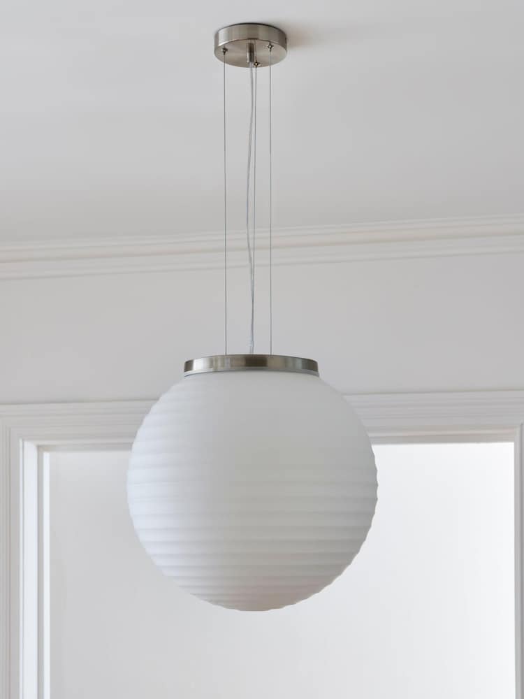 Jasper Conran London White Ribbed Glass Ceiling Light - Image 2 of 6