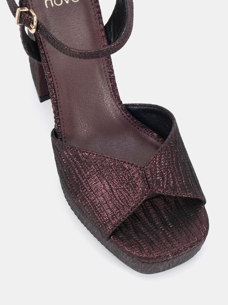 Novo Red Wide Fit Lucie Platform Block Heel Sandals - Image 7 of 7 Novo Red Wide Fit Lucie Platform Block Heel Sandals - Image 7 of 7