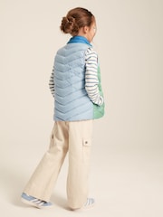 Joules Girls' Crofton Gilet Pink Hotchpotch Showerproof Padded Gilet - Image 4 of 9