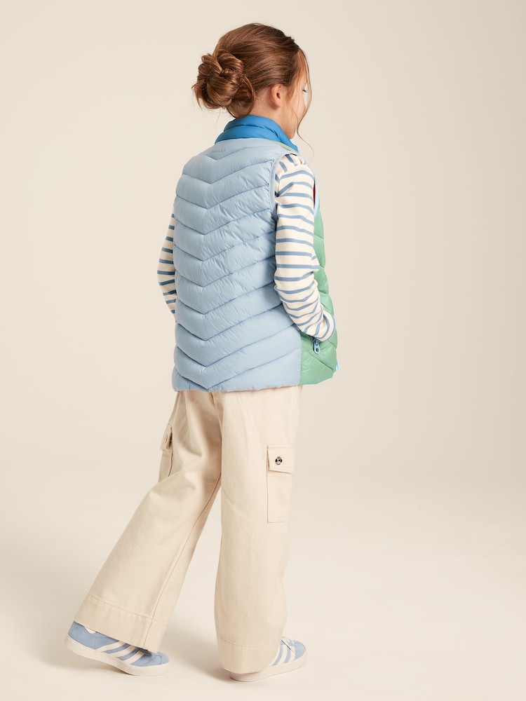 Joules Girls' Crofton Gilet Pink Hotchpotch Showerproof Padded Gilet - Image 4 of 4