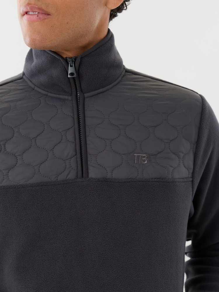 Threadbare Grey Onion Quilted Quarter Zip Fleece - Image 4 of 4 Threadbare Grey Onion Quilted Quarter Zip Fleece - Image 4 of 4
