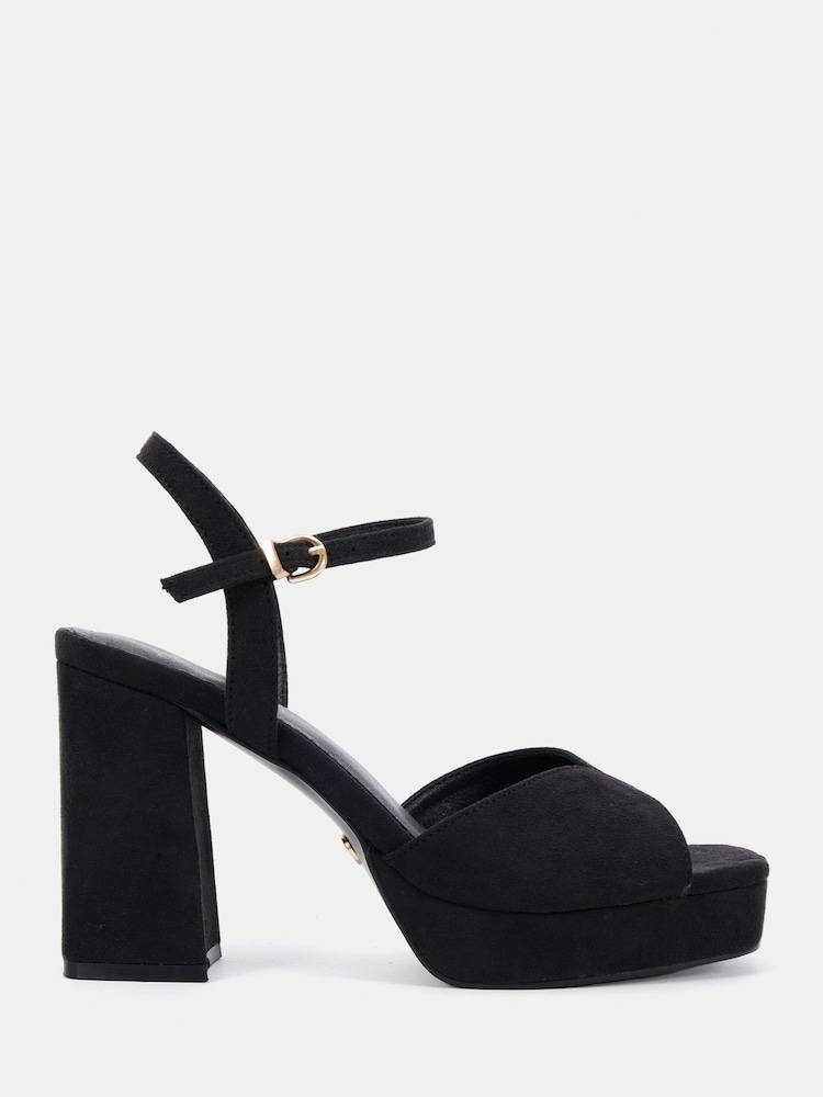 Novo Black Wide Fit Lucie Platform Block Heel Sandals - Image 2 of 6 Novo Black Wide Fit Lucie Platform Block Heel Sandals - Image 2 of 6