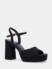 Novo Black Wide Fit Lucie Platform Block Heel Sandals - Image 3 of 6