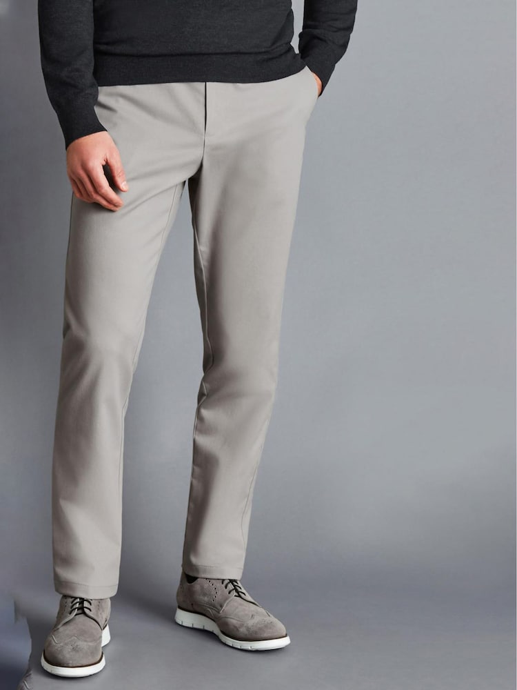 Charles Tyrwhitt Grey Slim Fit Ultimate Non-Iron Chino Trousers - Image 1 of 5