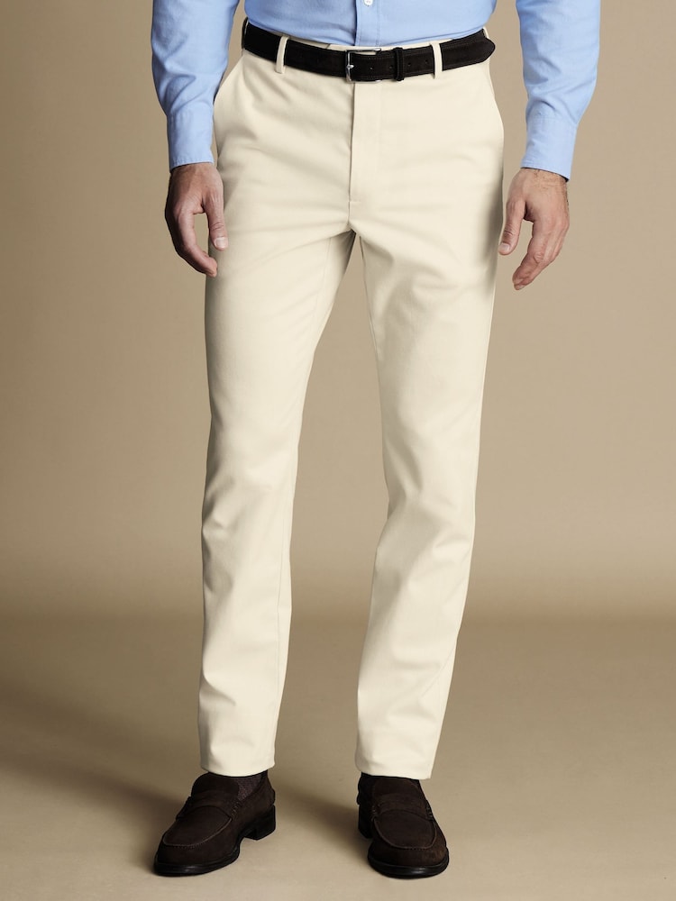 Charles Tyrwhitt Natural cream Classic Fit Ultimate non-iron Chino Trousers - Image 1 of 5