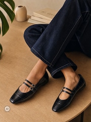 Novo Black Standard Fit Fancie Mary Jane Flat Shoes - Image 1 of 6