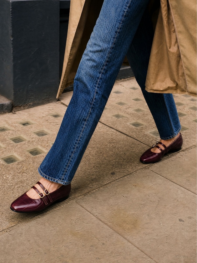 Novo Burgundy Standard Fit Fancie Mary Jane Flat Shoes - Image 1 of 6 Novo Burgundy Standard Fit Fancie Mary Jane Flat Shoes - Image 1 of 6