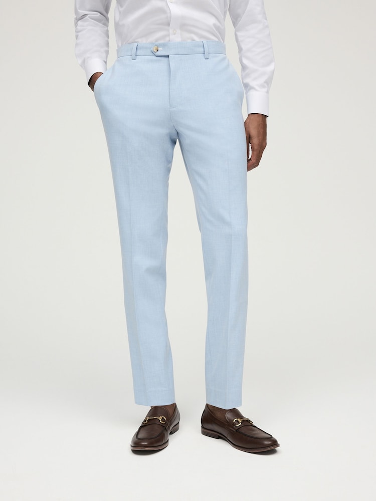 Light Blue Skinny Fit Pipe Trimmed Suit: Trousers - Image 1 of 10 Light Blue Skinny Fit Pipe Trimmed Suit: Trousers - Image 1 of 10