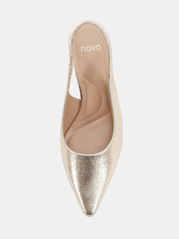 Novo Gold Standard Fit Isla Block Heel Point Court Slingbacks - Image 6 of 6 Novo Gold Standard Fit Isla Block Heel Point Court Slingbacks - Image 6 of 6