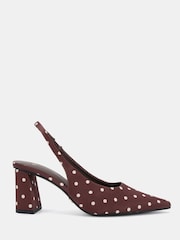 Novo Brown Standard Fit Isla Block Heel Point Court Slingbacks - Image 2 of 6