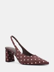 Novo Brown Standard Fit Isla Block Heel Point Court Slingbacks - Image 3 of 6