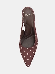 Novo Brown Standard Fit Isla Block Heel Point Court Slingbacks - Image 6 of 6
