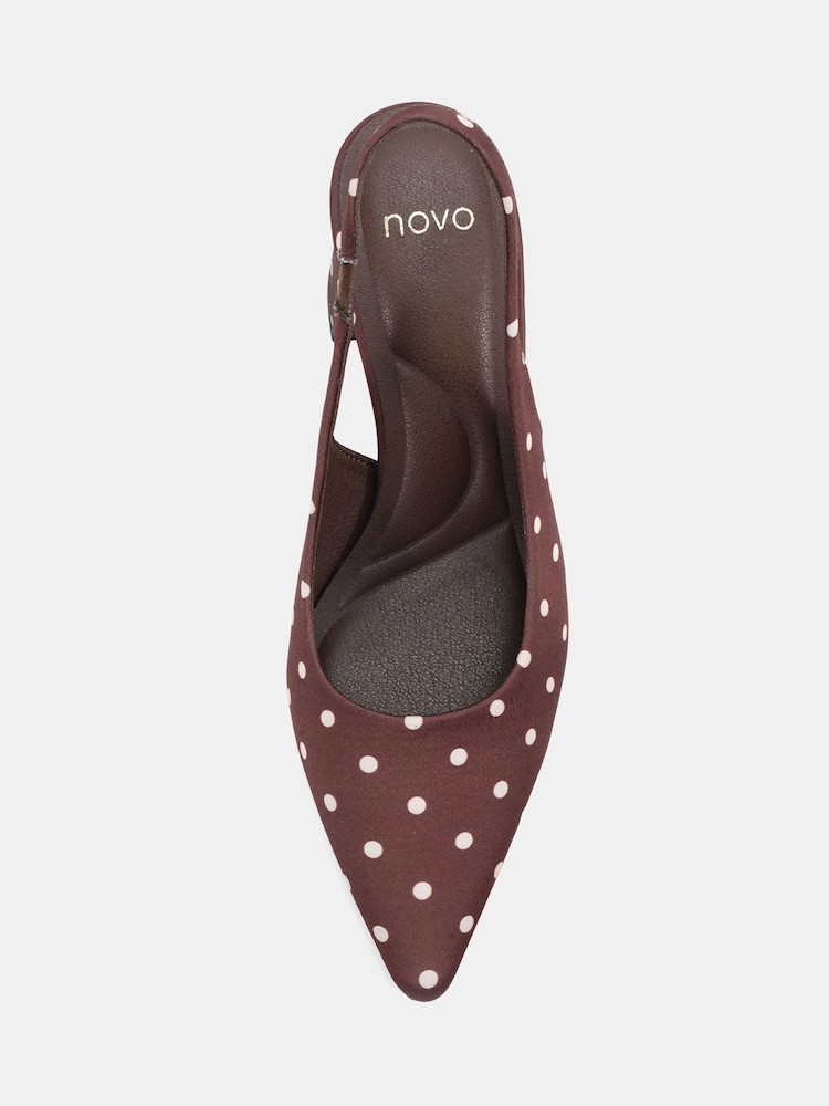 Novo Brown Standard Fit Isla Block Heel Point Court Slingbacks - Image 6 of 6 Novo Brown Standard Fit Isla Block Heel Point Court Slingbacks - Image 6 of 6