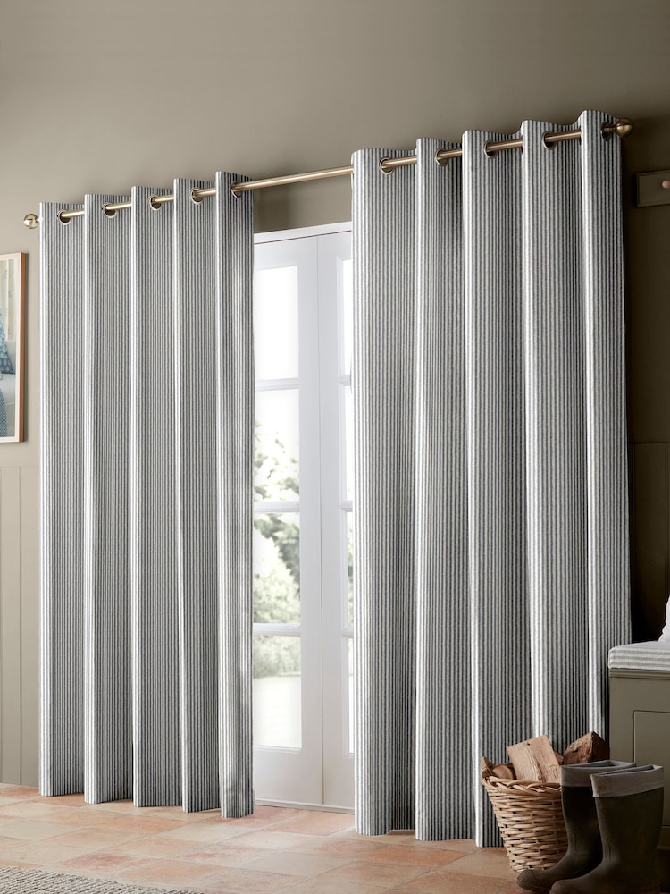 Emily Bond Indigo Blue Oscar Stripe Made to Measure Curtains - Image 2 of 9
