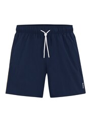 BOSS Dark Blue Recycled Material Swim Shorts with Logo and Signature Stripe - Image 4 of 4