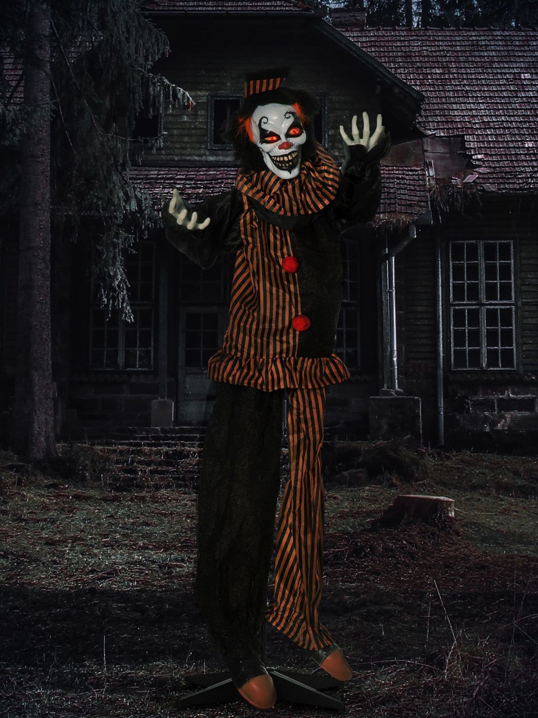 Outsunny Unisex Multi Coloured 6Ft Halloween Animated Talking Circus Clown