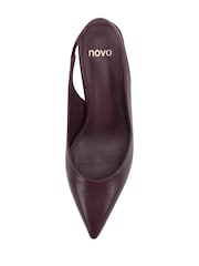 אדום בורגנדי - Novo נעלי עקב סטילטו מחודדות נמוכות עם רצועה אחורית, דגם Irena - תמונה 5 מתוך 6