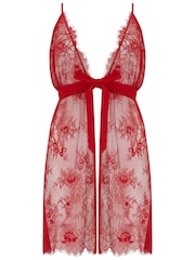 Pour Moi Red For Your Eyes Only Lace Babydoll - Image 3 of 4