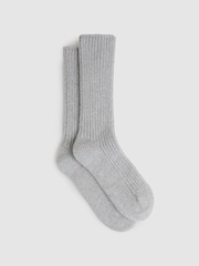 Reiss Grey Carmen Wool Blend Ribbed Socks - Image 1 of 3