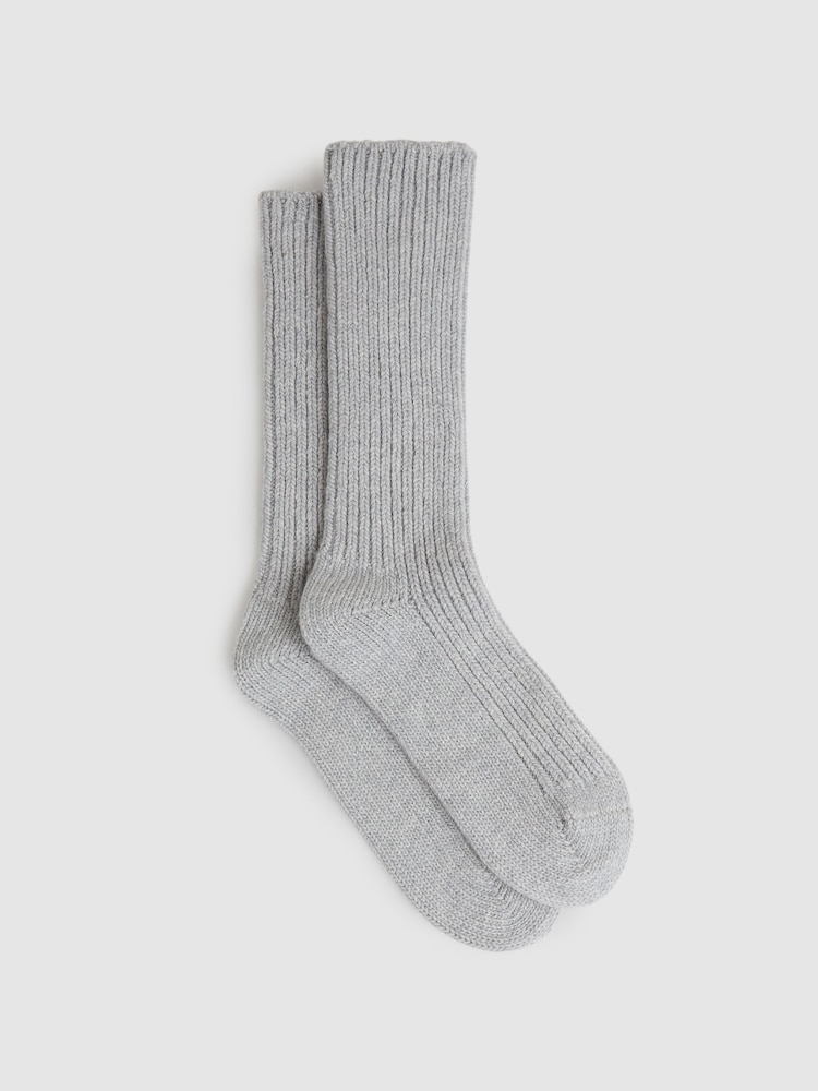 Reiss Grey Carmen Wool Blend Ribbed Socks - Image 1 of 3