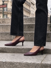 Novo Red Wide Fit Irena Slingback Low Stiletto Point Court Shoes - Image 1 of 6