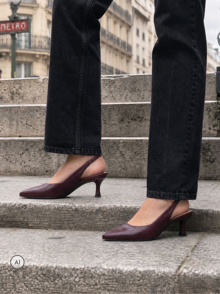 Novo Red Wide Fit Irena Slingback Low Stiletto Point Court Shoes - Image 1 of 6 Novo Red Wide Fit Irena Slingback Low Stiletto Point Court Shoes - Image 1 of 6
