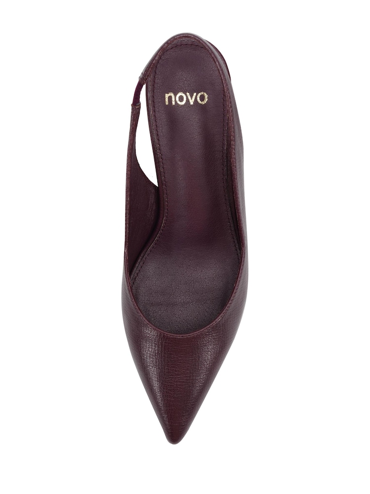 Novo Red Wide Fit Irena Slingback Low Stiletto Point Court Shoes - Image 6 of 6 Novo Red Wide Fit Irena Slingback Low Stiletto Point Court Shoes - Image 6 of 6
