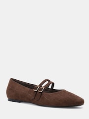 Novo Brown Standard Fit Fancie Mary Jane Flat Shoes - Image 3 of 6