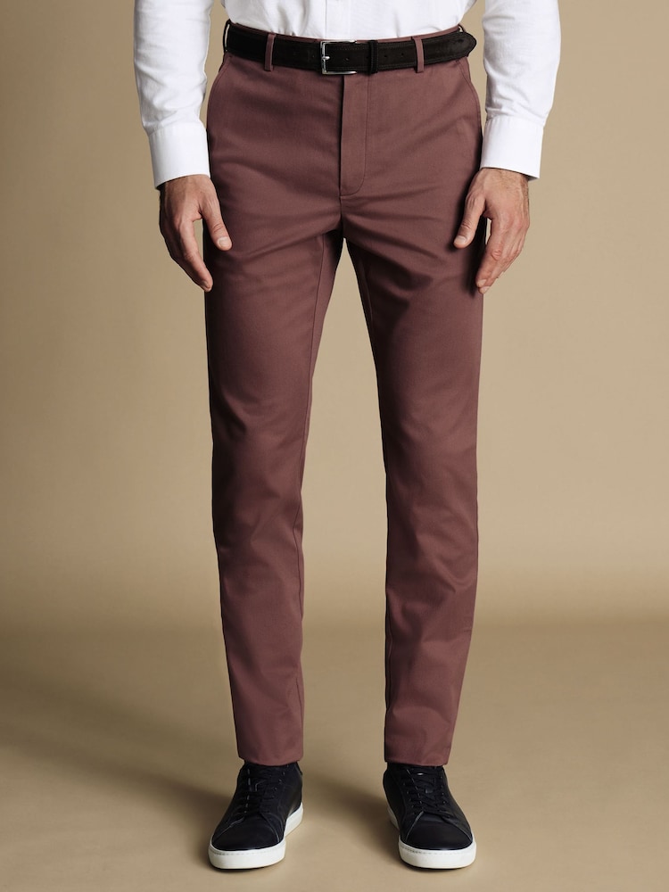 Charles Tyrwhitt Brown Slim Fit Ultimate non-iron Chino Trousers - Image 1 of 3