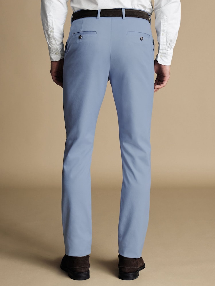Charles Tyrwhitt Blue Ground Slim Fit Ultimate non-iron Chino Trousers - Image 2 of 4