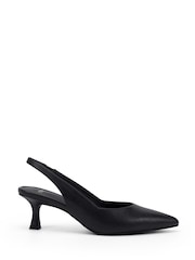 Novo Black Wide Fit Irena Slingback Low Stiletto Point Court Shoes - Image 2 of 6