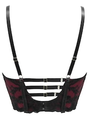 Pour Moi Dark Black Onyx Zip Front Fastening Padded Longline Bra - Image 4 of 4