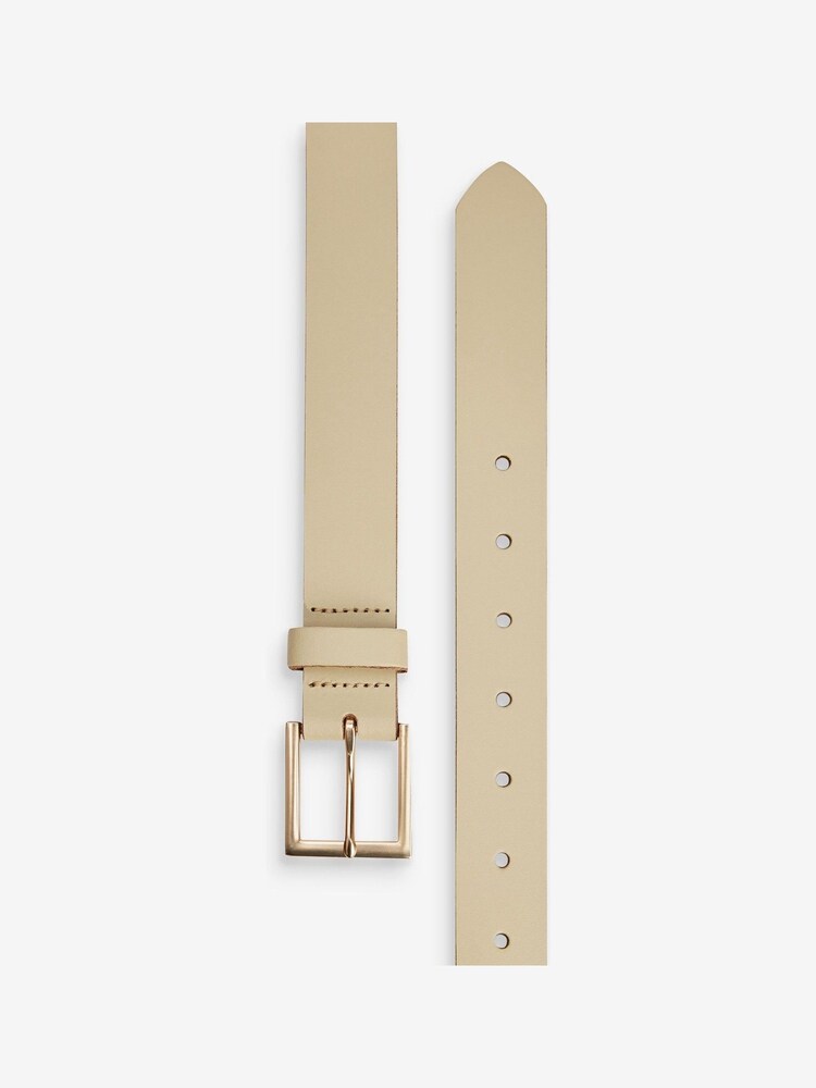 Cream Leather Jeans Belt - Image 2 of 3 Cream Leather Jeans Belt - Image 2 of 3