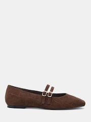 Novo Brown Wide Fit Fancie Mary Jane Flat Shoes - Image 2 of 6