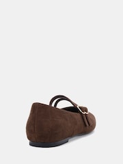 Novo Brown Wide Fit Fancie Mary Jane Flat Shoes - Image 4 of 6