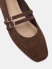 Novo Brown Wide Fit Fancie Mary Jane Flat Shoes - Image 5 of 6