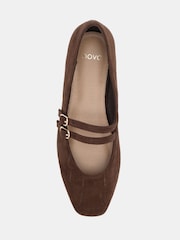 Novo Brown Wide Fit Fancie Mary Jane Flat Shoes - Image 6 of 6
