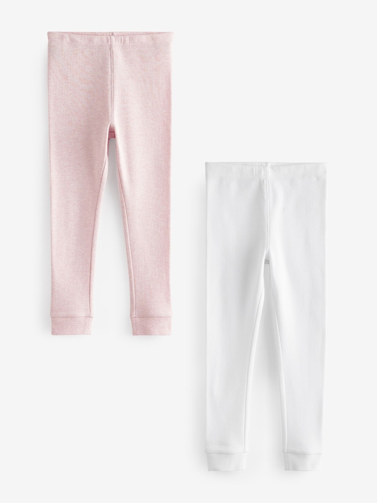 Pink/ White Thermal Leggings 2 Pack (2-16yrs) - Image 1 of 5