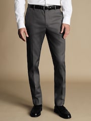 Charles Tyrwhitt Grey Classic Fit Smart Texture Trousers - Image 1 of 5