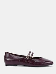 Novo Burgundy Wide Fit Fancie Mary Jane Flat Shoes - Image 2 of 6