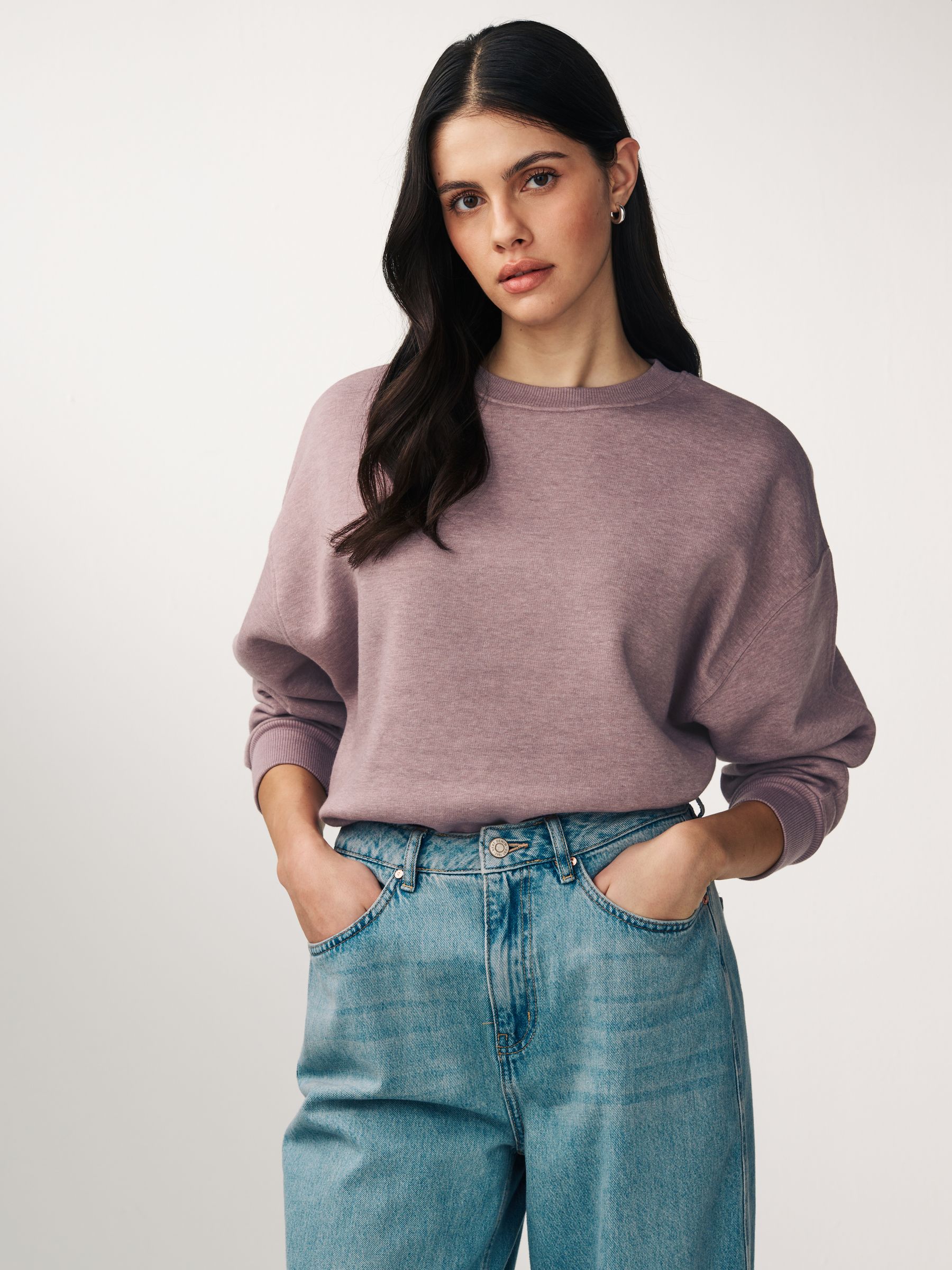Buy Mauve Purple Relaxed Fit Soft Overdyed Marl Crew Neck Sweatshirt from Next Luxembourg