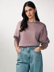 Mauve Purple Relaxed Fit Soft Overdyed Marl Crew Neck Sweatshirt - Image 1 of 6