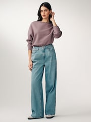 Mauve Purple Relaxed Fit Soft Overdyed Marl Crew Neck Sweatshirt - Image 3 of 6