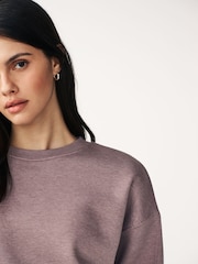 Mauve Purple Relaxed Fit Soft Overdyed Marl Crew Neck Sweatshirt - Image 4 of 6