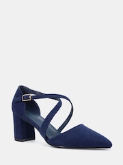蓝色 - Novo Ivanna Block Cross Over Strap Point Court Heels - 图片3 / 6