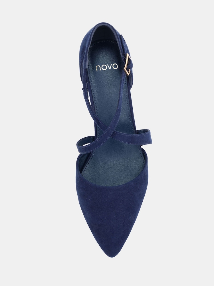 蓝色 - Novo Ivanna Block Cross Over Strap Point Court Heels - 图片6 / 6