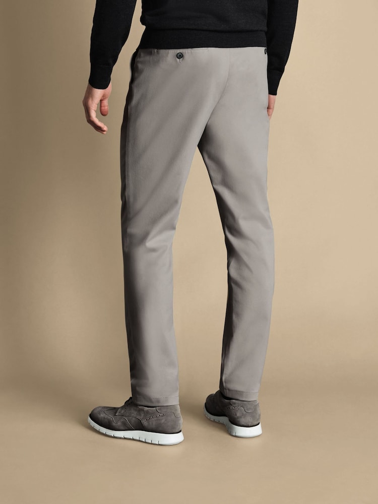 Charles Tyrwhitt Grey French Classic Fit Ultimate non-iron Chino Trousers - Image 2 of 5