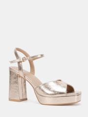 Novo Gold Wide Fit Lucie Platform Block Heel Sandals - Image 3 of 6