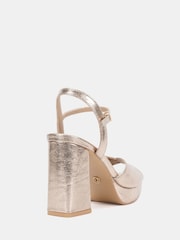 Novo Gold Wide Fit Lucie Platform Block Heel Sandals - Image 4 of 6